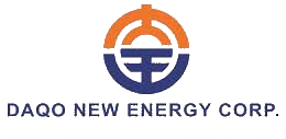 Circular orange and blue logo with 'Daqo New Energy Corp.' written in bold blue underneath
