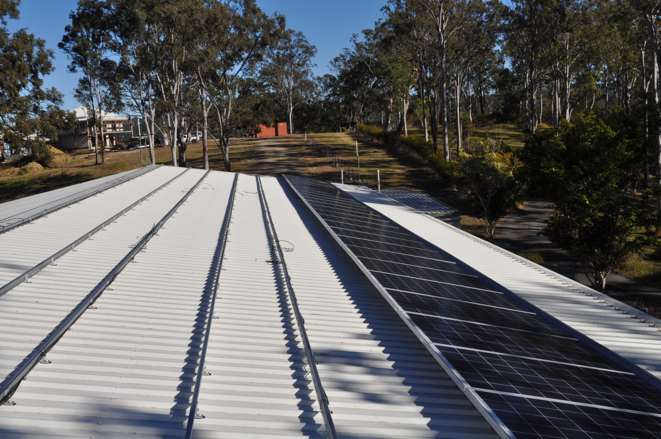 First row of solar panels installed